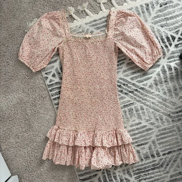 ByTiMo smocked floral puff sleeve dress size M - Picture 3 of 11